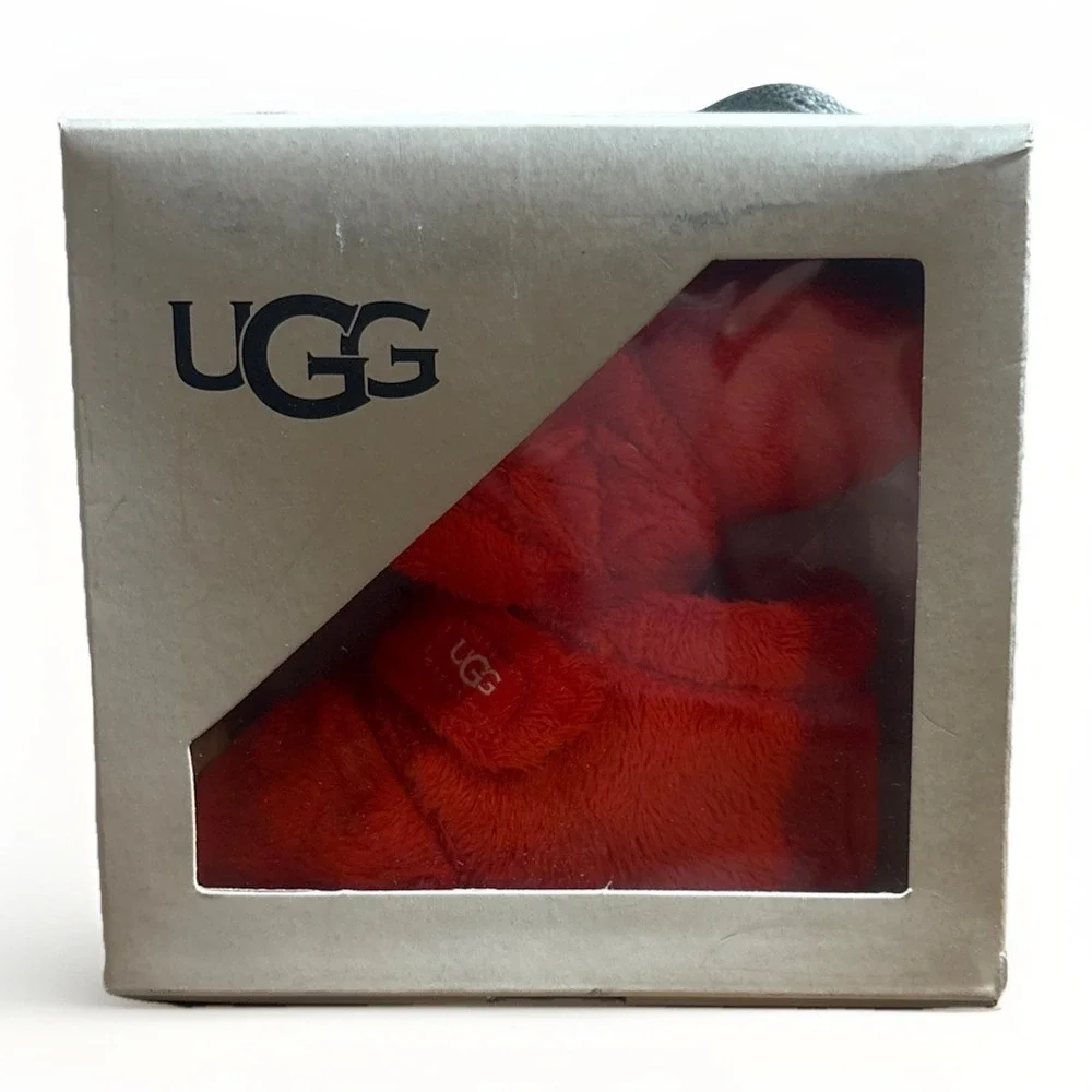 UGG Bixbee Baby Booties Ruby Red Soft Fleece Slippers Size 04/05